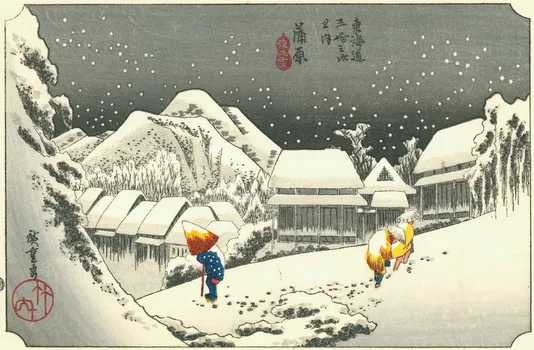 Night Snow at Kanbara, by Utagawa Hiroshige